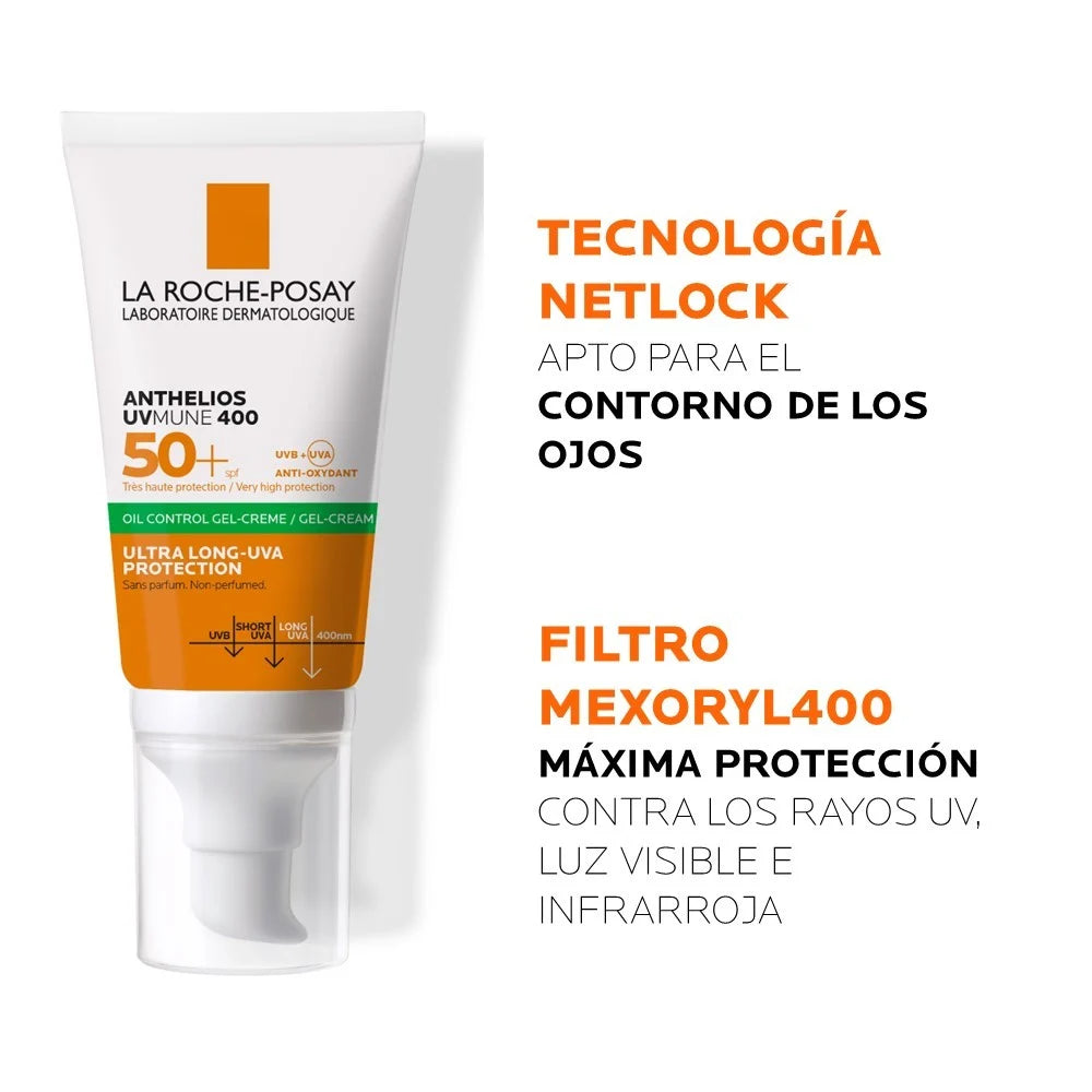La Roche-Posay Protector Solar Rostro Anthelios UV Mune 400 Oil Control Gel Cream FPS50+ 50 ml