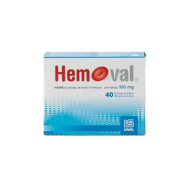 Hemoval Hierro 100 Mg 40 Comprimidos Masticables - Farmati Chile - Farmati