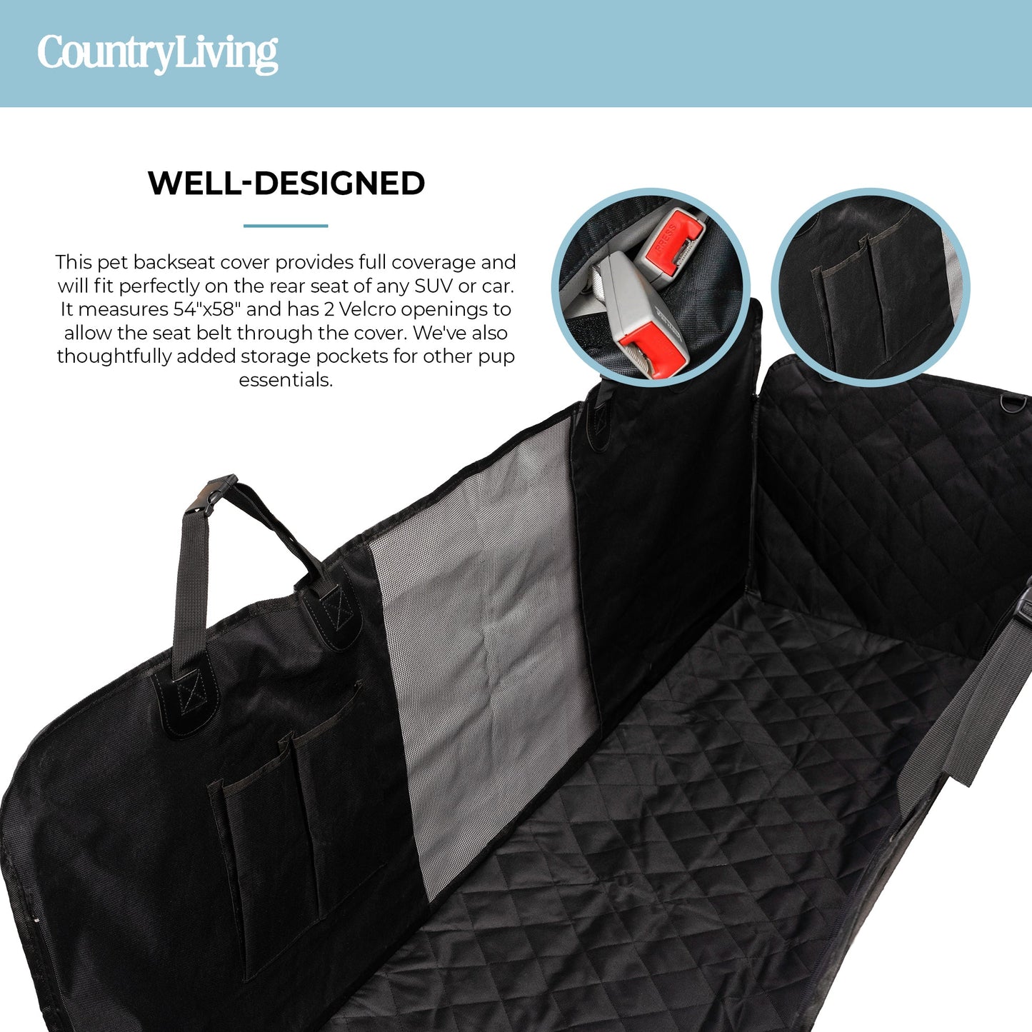 Waterproof Backseat Car Hammock Dog Cover  Non-Slip & Scratch Proof