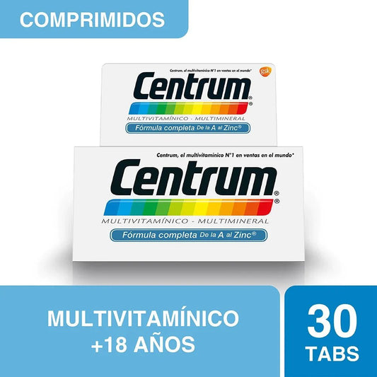 Centrum Glaxo Multivitaminico Adultos / Multimineral 30 Comprimidos Recubiertos (Suscripción Disponbile) - Farmati Chile - Farmati