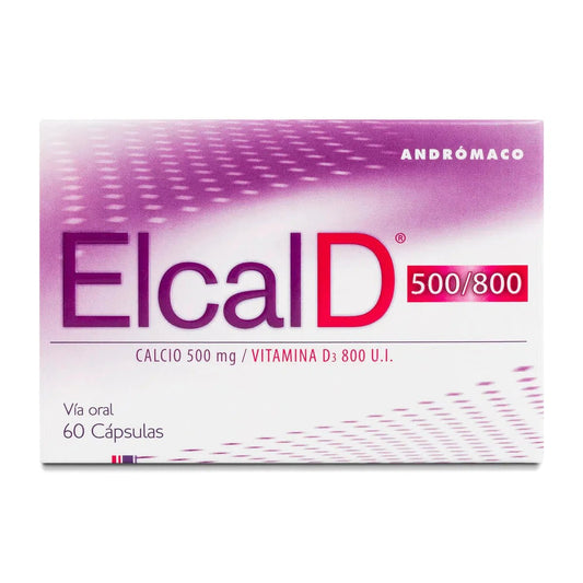 Elcal D 500/800 Calcio 500Mg/Vitamina D3 800 U.I. X 60 Cápsulas - Farmati Chile - Farmati