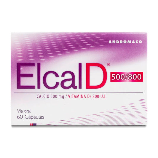 Elcal® D 500/800 Calcio 500Mg/Vitamina D3 800 U.I. X 60 Cápsulas (Suscripción Disponible) - Farmati