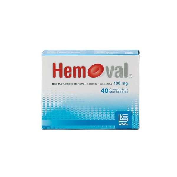 Hemoval Hierro 100 Mg 40 Comprimidos Masticables - Farmati Chile - Farmati