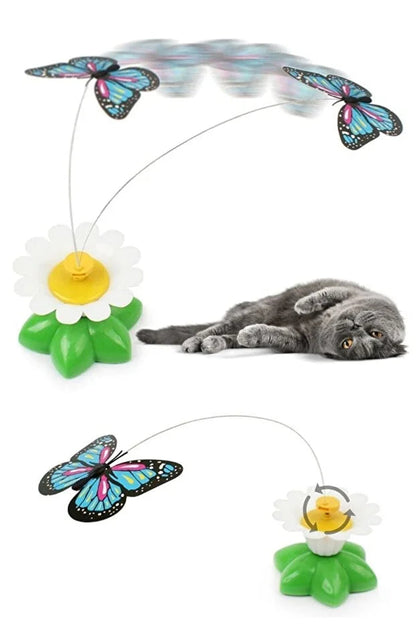 Interactive Rotating Butterfly Cat Toy Battery Operated Moving Cat
